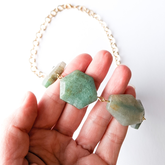 Quartz Stone Statement Gold Chain Necklace - Picture 9 of 14